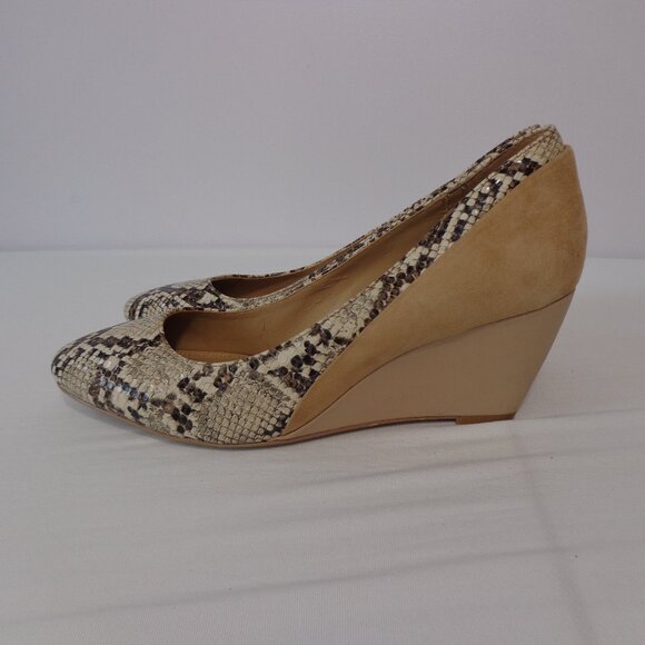 Violet & Red Persia Shoes Wedge Pump Faux Snakeskin Leather Women Size 8.5M - Picture 2 of 7